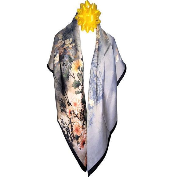 NEW Genuine 100% Mulberry Silk Double Sided Scarf 42"x42" Square Shawl 5842 - Picture 11 of 16